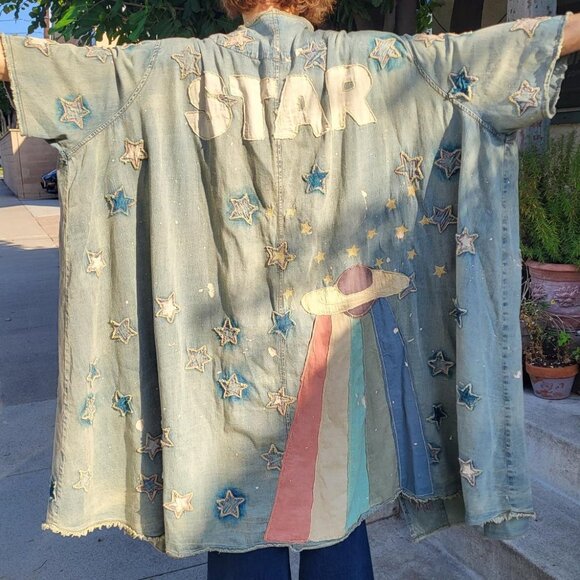 OOAK! Magnolia Pearl Star Child Kimi Coat 543 Washed Indigo One Size - Picture 1 of 8
